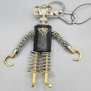 Prada robot charm key chain trick saffiano leather